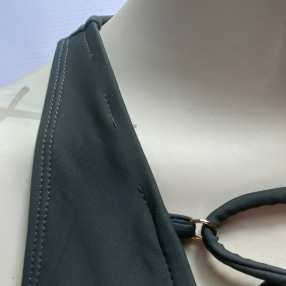 Forever 21 Womens One Piece Swim Suit Medium Forest Green Lace Front Back Zipper - Picture 5 of 16